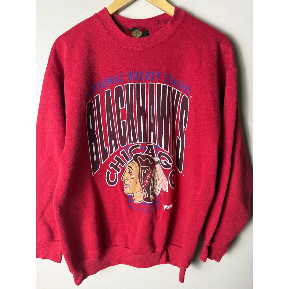 Vintage 1988 Chicago Blackhawks NHL Sweatshirt Bobby Hull #9 Autographed Mens L